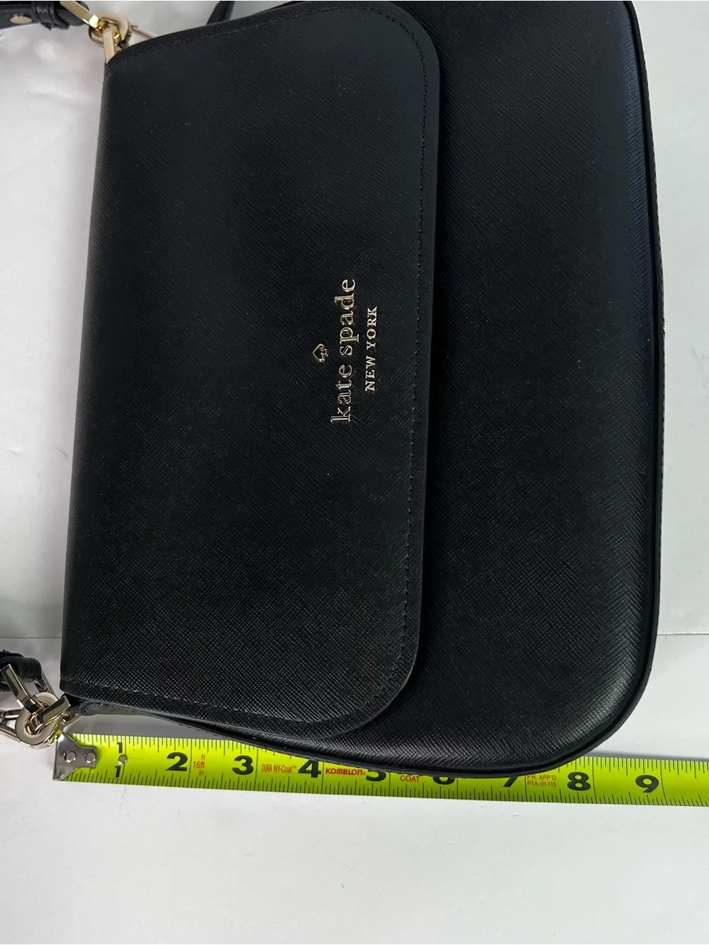 kate spade New York Shoulder Bag Crossbody Purse Black Saffiano Leather Gold